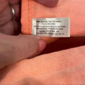 VS Pink Campus Coral Orange Black Stripe Cotton Canvas Backpack s-l400.jpg main image 2
